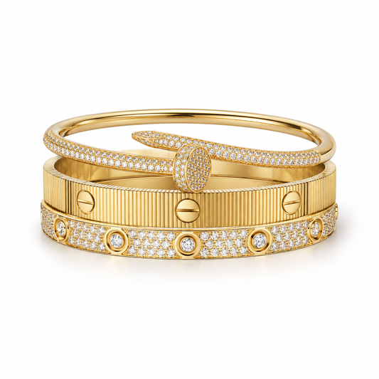 [Cadisa]Love & Juste Statement Bracelet Trio Stack Set