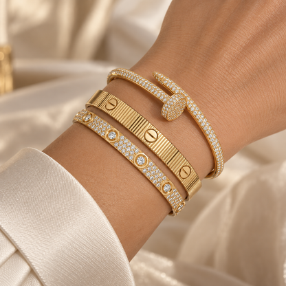 [Cadisa]Love & Juste Statement Bracelet Trio Stack Set
