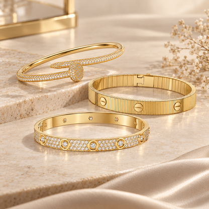 [Cadisa]Love & Juste Statement Bracelet Trio Stack Set