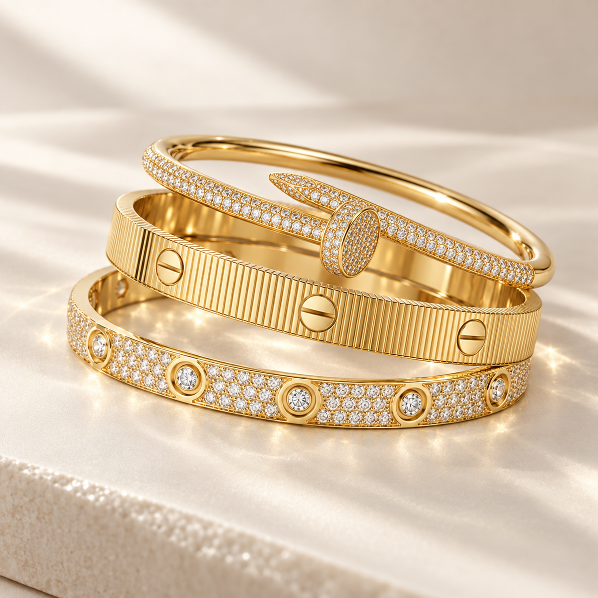 [Cadisa]Love & Juste Statement Bracelet Trio Stack Set
