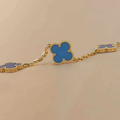 [Cadisa] CLOVER 5 MOTIF BLUE AGATE BRACELET COLLECTION