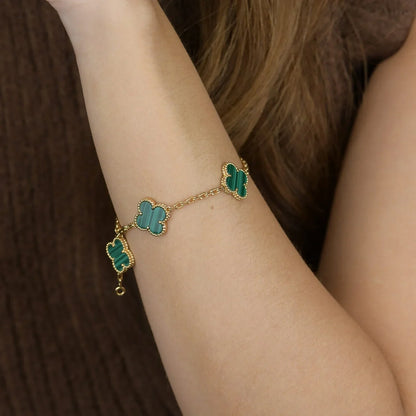 [Cadisa] CLOVER 5 MOTIF MALACHITE BRACELET COLLECTION