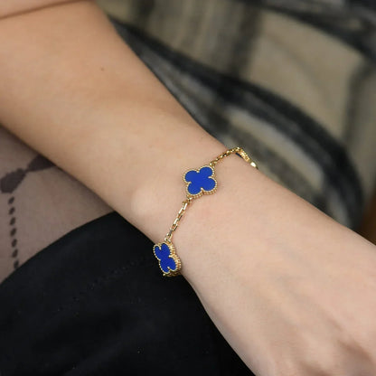 [Cadisa] CLOVER 5 MOTIF BLUE AGATE BRACELET COLLECTION