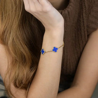 [Cadisa] CLOVER 5 MOTIF BLUE AGATE BRACELET COLLECTION