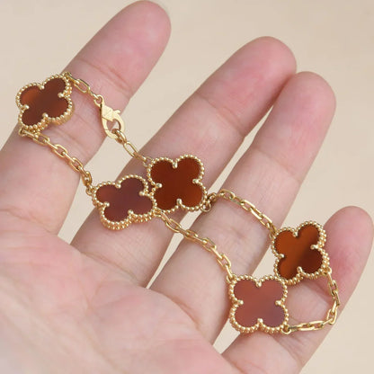 [Cadisa] CLOVER 5 MOTIF RED CORNELIAN BRACELET COLLECTION