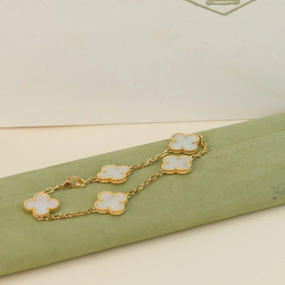 [Cadisa]CLOVER WHITE PEARL MOP 5 MOTIF BRACELET COLLECTION