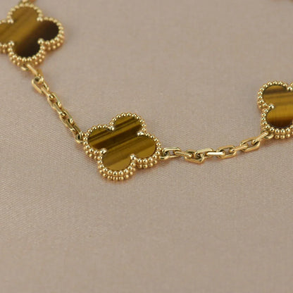 [Cadisa] CLOVER 5 MOTIFS TIGER EYE BRACELET COLLECTION