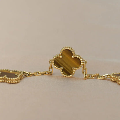 [Cadisa] CLOVER 5 MOTIFS TIGER EYE BRACELET COLLECTION