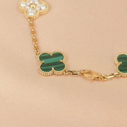 [Cadisa] CLOVER 5 MOTIF MALACHITE BRACELET COLLECTION