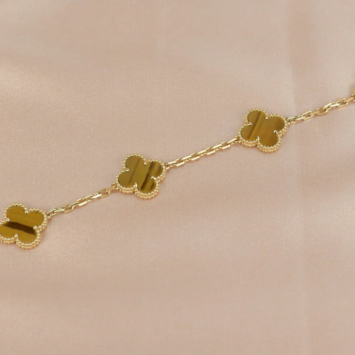 [Cadisa] CLOVER 5 MOTIFS TIGER EYE BRACELET COLLECTION