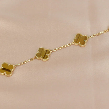 [Cadisa] CLOVER 5 MOTIFS TIGER EYE BRACELET COLLECTION