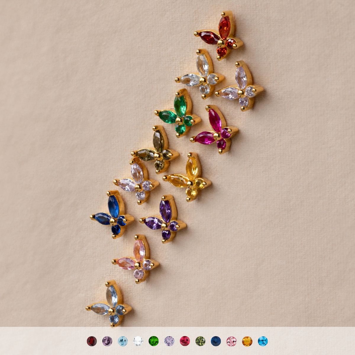 Butterfly Birthstone Flatback Studs