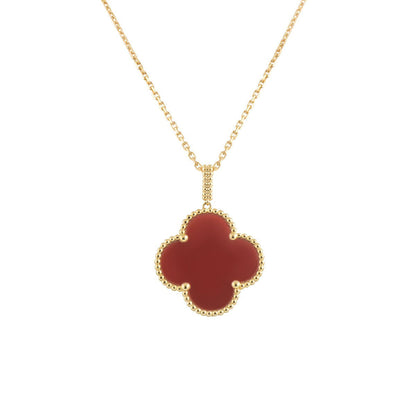 [Cadisa]CLOVER 25MM NECKLACE GOLD CARNELIAN
