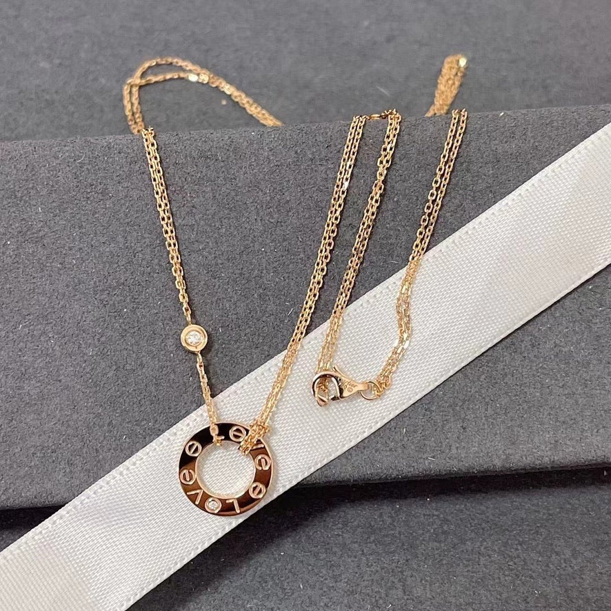 [Cadisa] LOVE NECKLACE 16MM 2 DIAMONDS