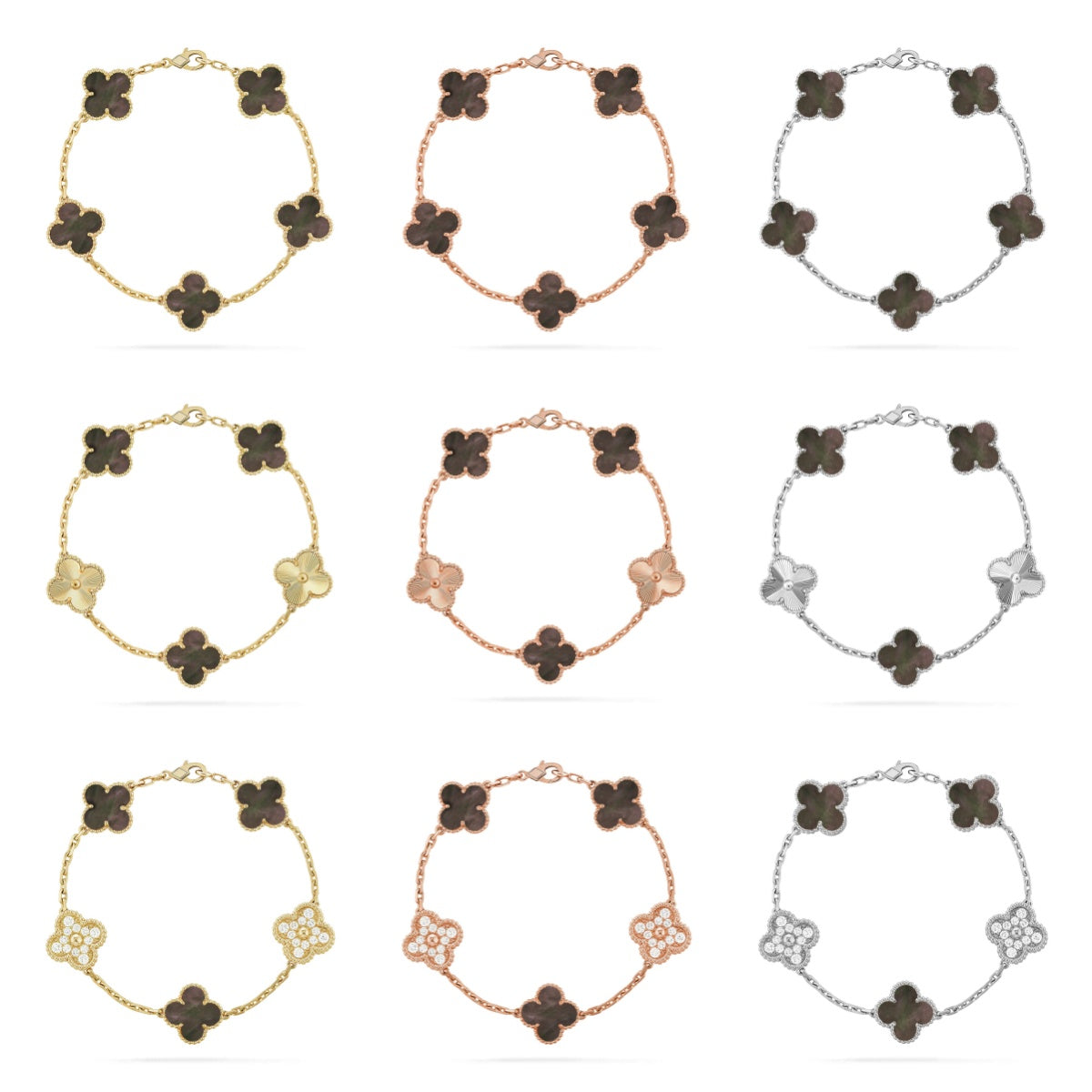 [Cadisa] CLOVER 5 MOTIF GRAY MOP BRACELET COLLECTION