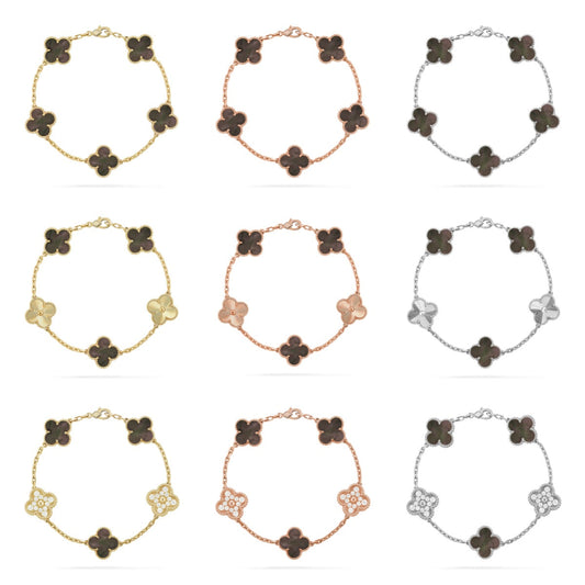[Cadisa] CLOVER 5 MOTIF GRAY MOP BRACELET COLLECTION