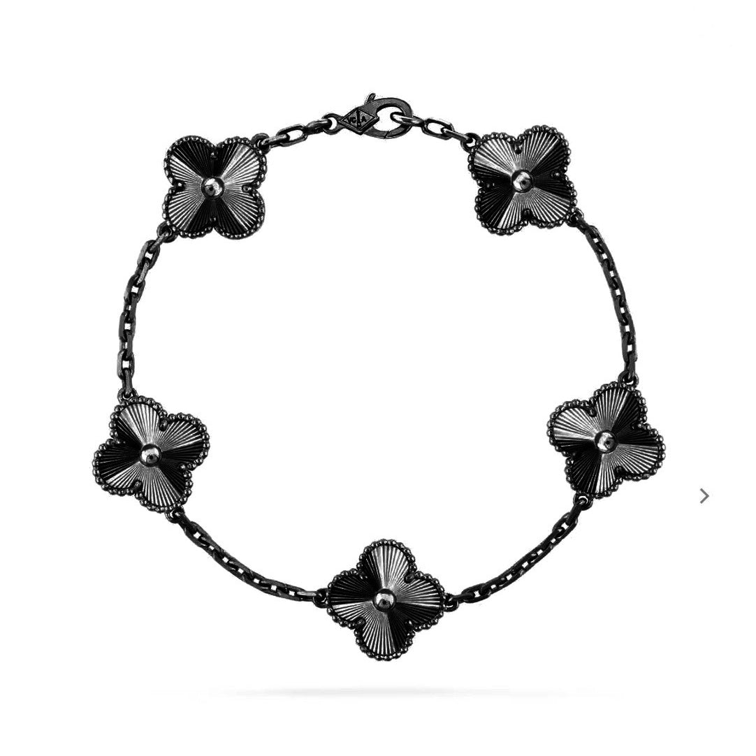[Cadisa JEWELRY]CLOVER 5 MOTIF BLACK BRACELET