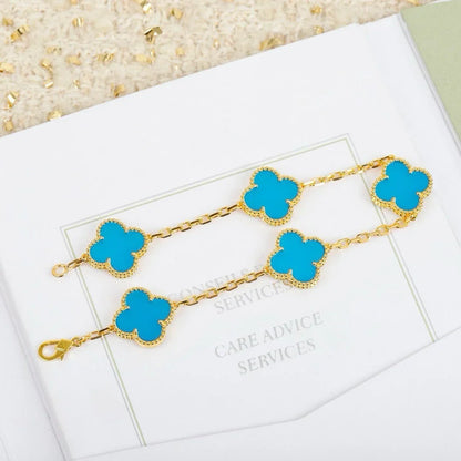 [Cadisa] CLOVER 5 MOTIF TURQUOISE BRACELET COLLECTION