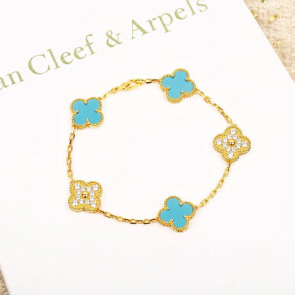 [Cadisa] CLOVER 5 MOTIF TURQUOISE BRACELET COLLECTION