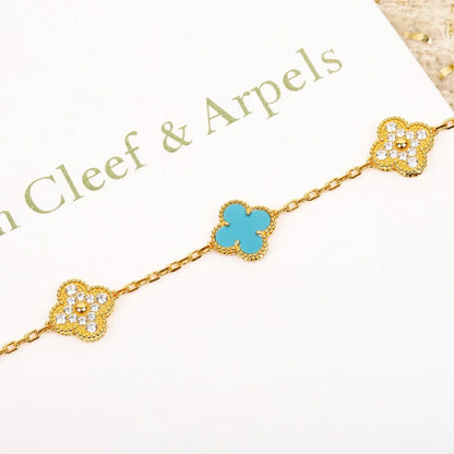 [Cadisa] CLOVER 5 MOTIF TURQUOISE BRACELET COLLECTION