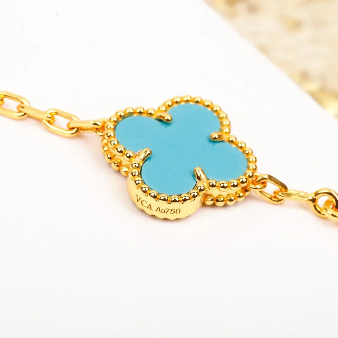 [Cadisa] CLOVER 5 MOTIF TURQUOISE BRACELET COLLECTION