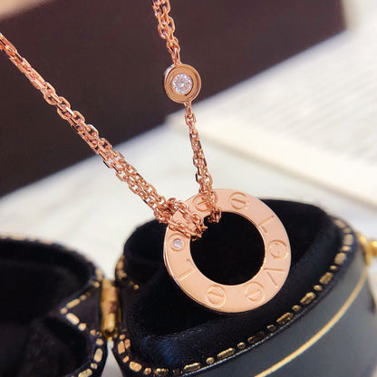 [Cadisa] LOVE NECKLACE 16MM 2 DIAMONDS