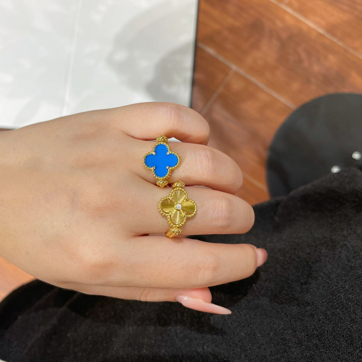 [Cadisa]CLOVER RIVERSIBLE RING GOLD COLLECTION