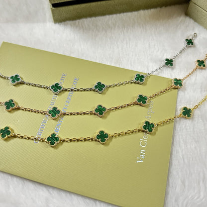 [Cadisa]CLOVER 6 MOTIF MALACHITE BRACELET