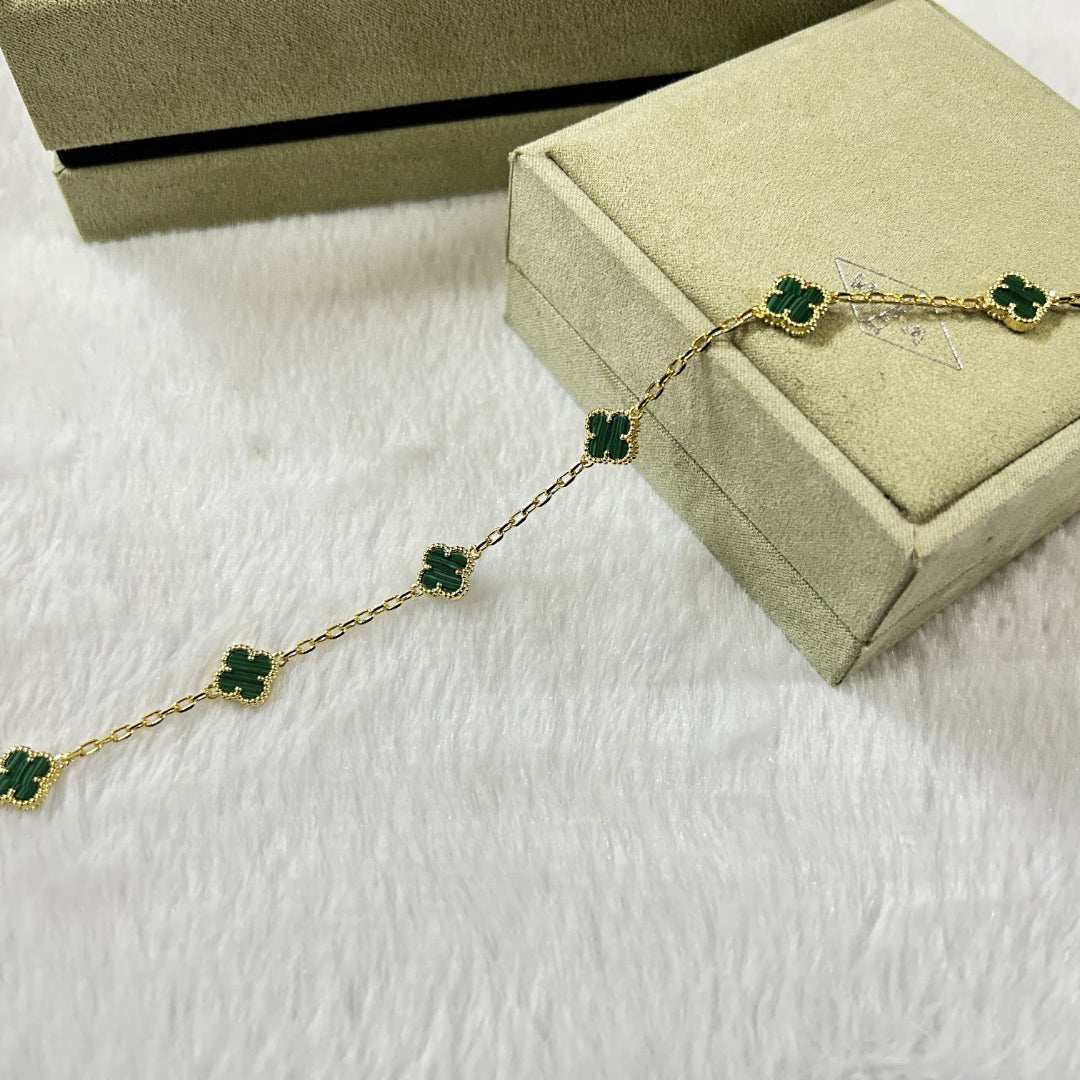 [Cadisa]CLOVER 6 MOTIF MALACHITE BRACELET