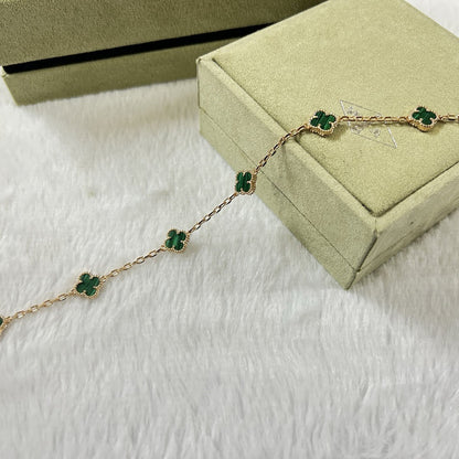 [Cadisa]CLOVER 6 MOTIF MALACHITE BRACELET