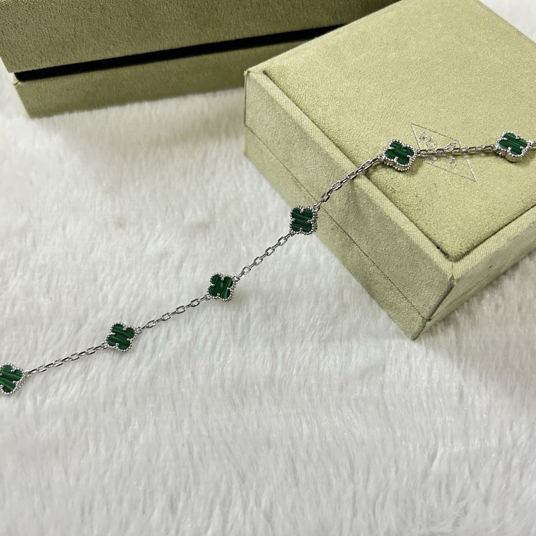 [Cadisa]CLOVER 6 MOTIF MALACHITE BRACELET