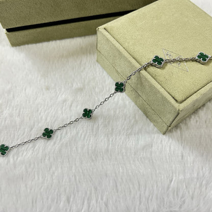 [Cadisa]CLOVER 6 MOTIF MALACHITE BRACELET