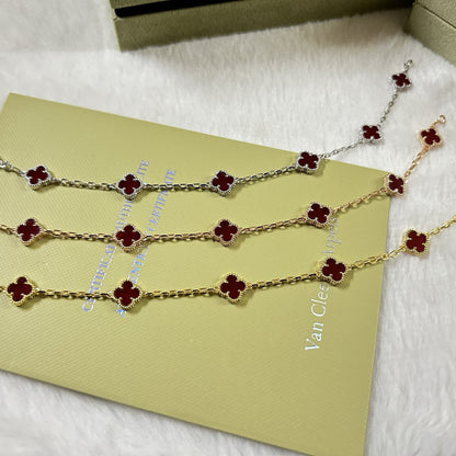 [Cadisa]CLOVER 6 MOTIF RED AGATE BRACELET