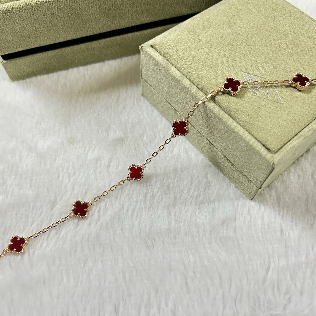 [Cadisa]CLOVER 6 MOTIF RED AGATE BRACELET