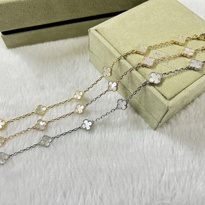 [Cadisa]CLOVER 6 MOTIF WHITE MOP BRACELET