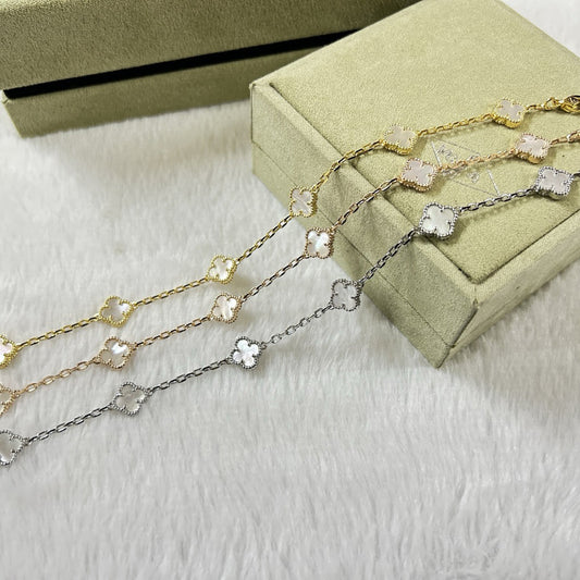[Cadisa]CLOVER 6 MOTIF WHITE MOP BRACELET