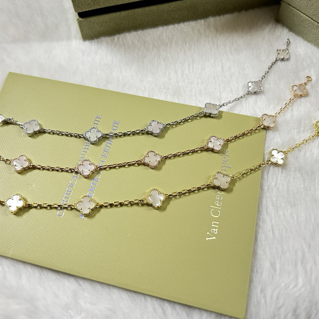 [Cadisa]CLOVER 6 MOTIF WHITE MOP BRACELET