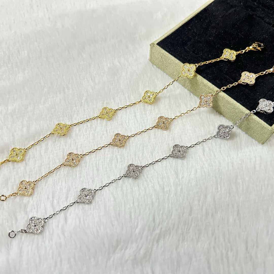 [Cadisa]CLOVER 6 MOTIF DIAMOND BRACELET