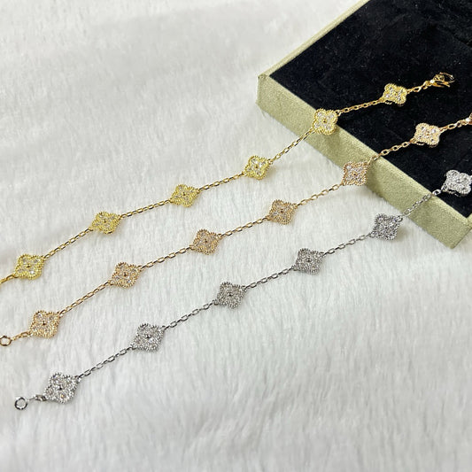 [Cadisa]CLOVER 6 MOTIF DIAMOND BRACELET