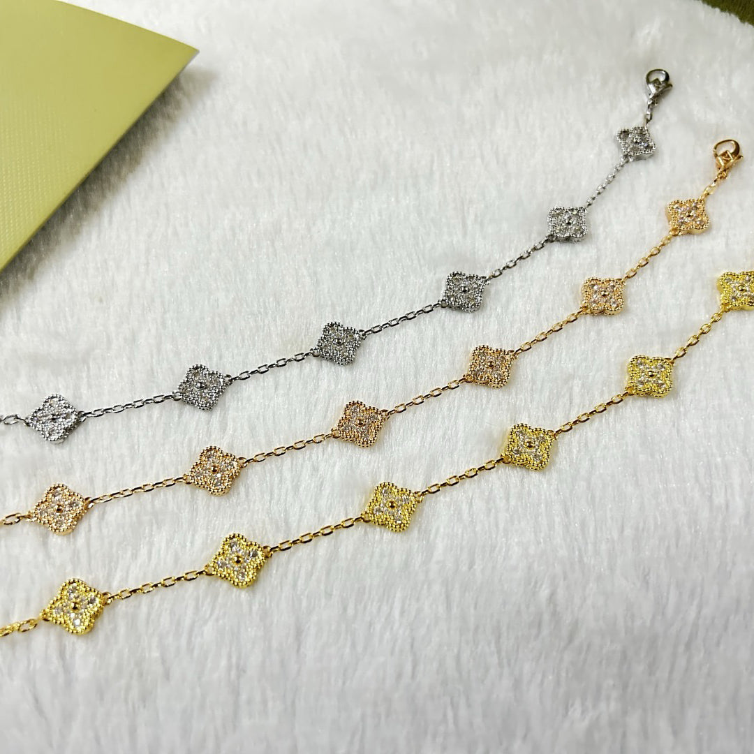[Cadisa]CLOVER 6 MOTIF DIAMOND BRACELET
