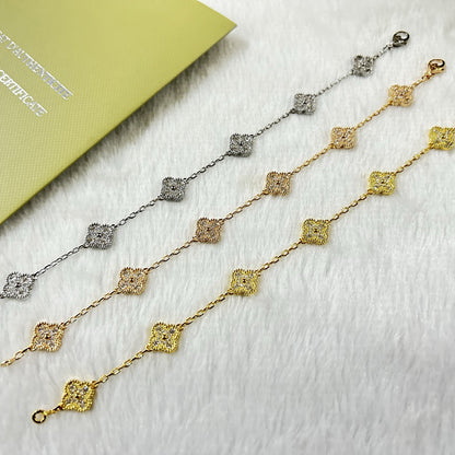 [Cadisa]CLOVER 6 MOTIF DIAMOND BRACELET