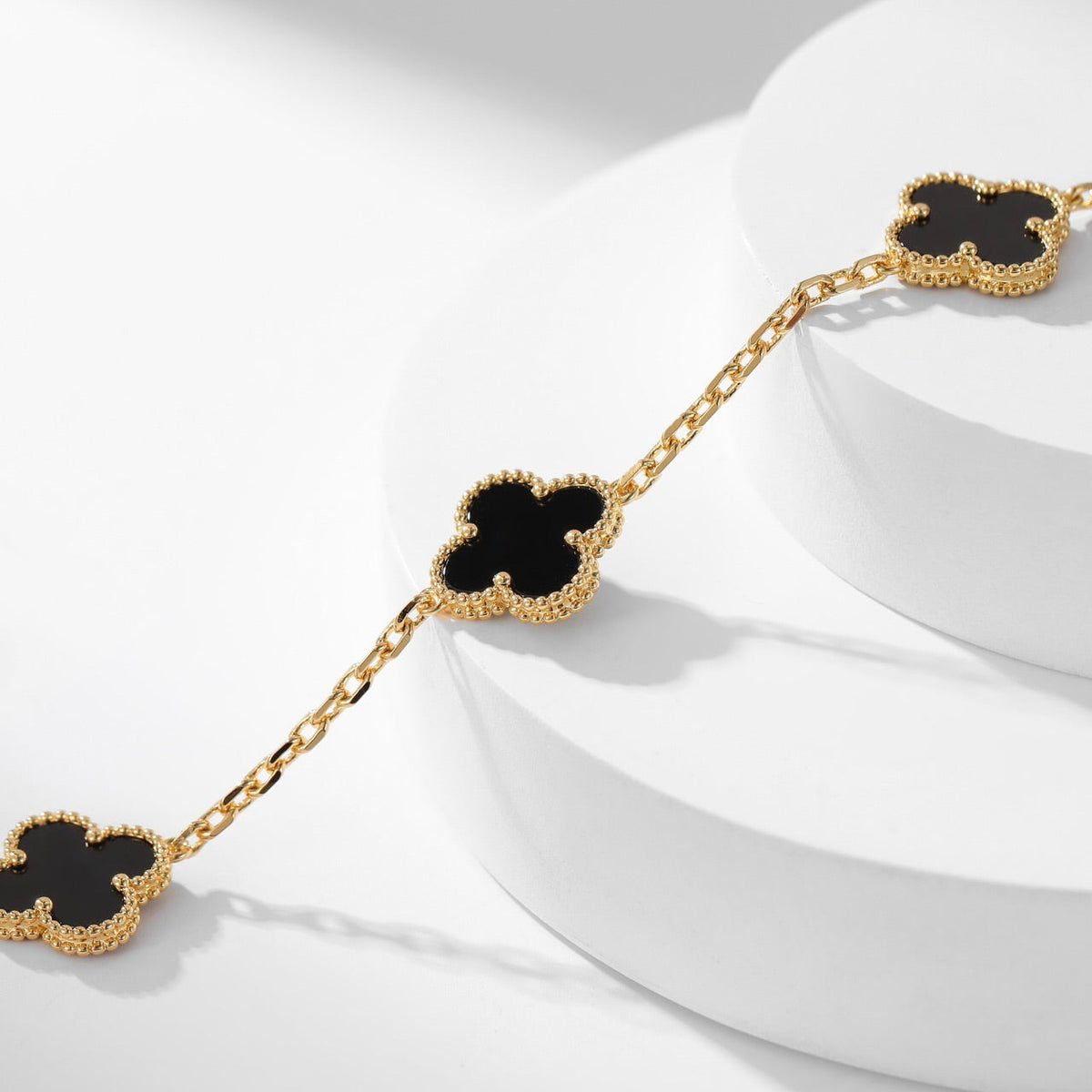 [Cadisa]CLOVER 10 MOTIFS ONYX NECKLACE