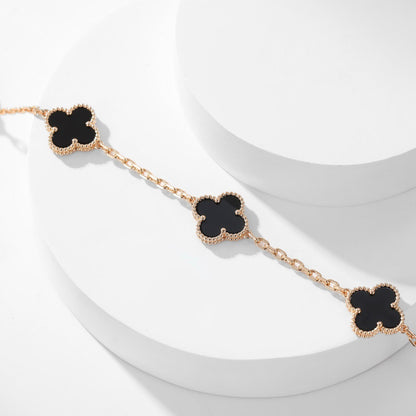 [Cadisa]CLOVER 10 MOTIFS ONYX NECKLACE