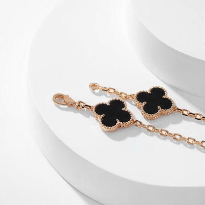 [Cadisa]CLOVER 10 MOTIFS ONYX NECKLACE