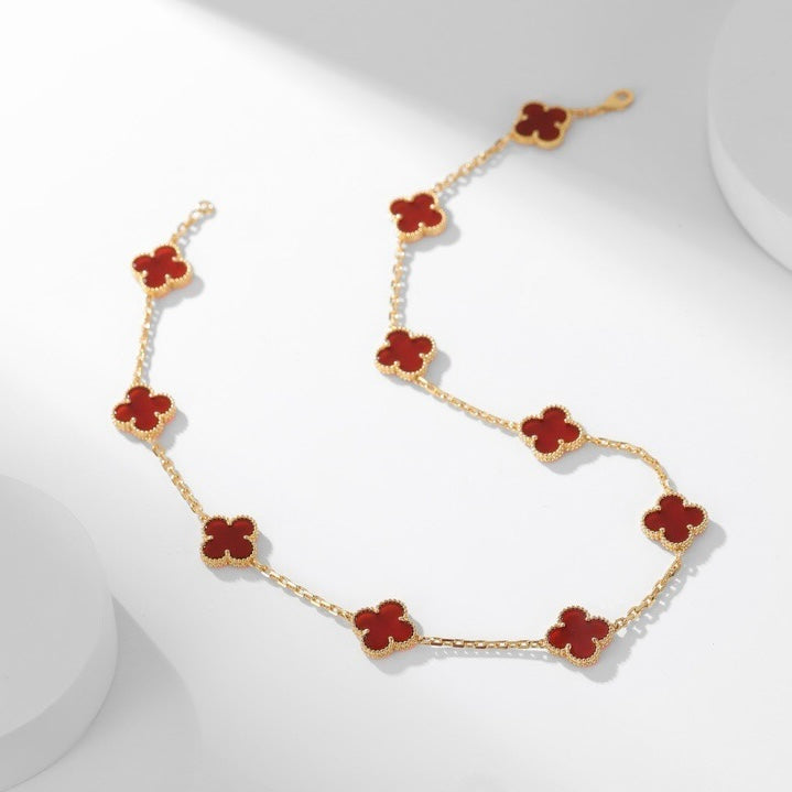 [Cadisa]CLOVER 10 MOTIFS CARNELIAN NECKLACE