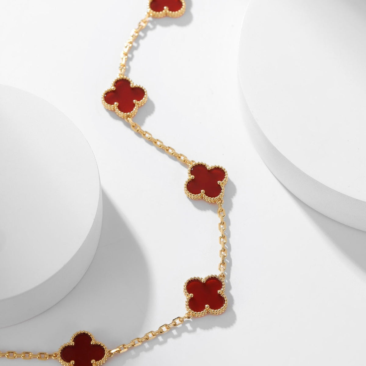 [Cadisa]CLOVER 10 MOTIFS CARNELIAN NECKLACE