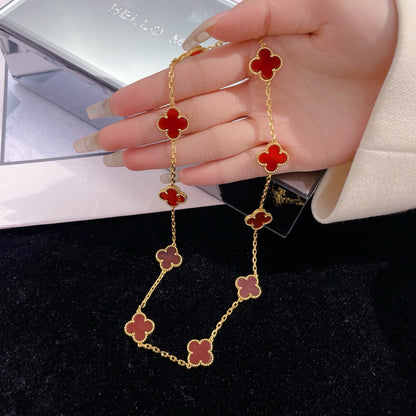 [Cadisa]CLOVER 10 MOTIFS CARNELIAN NECKLACE