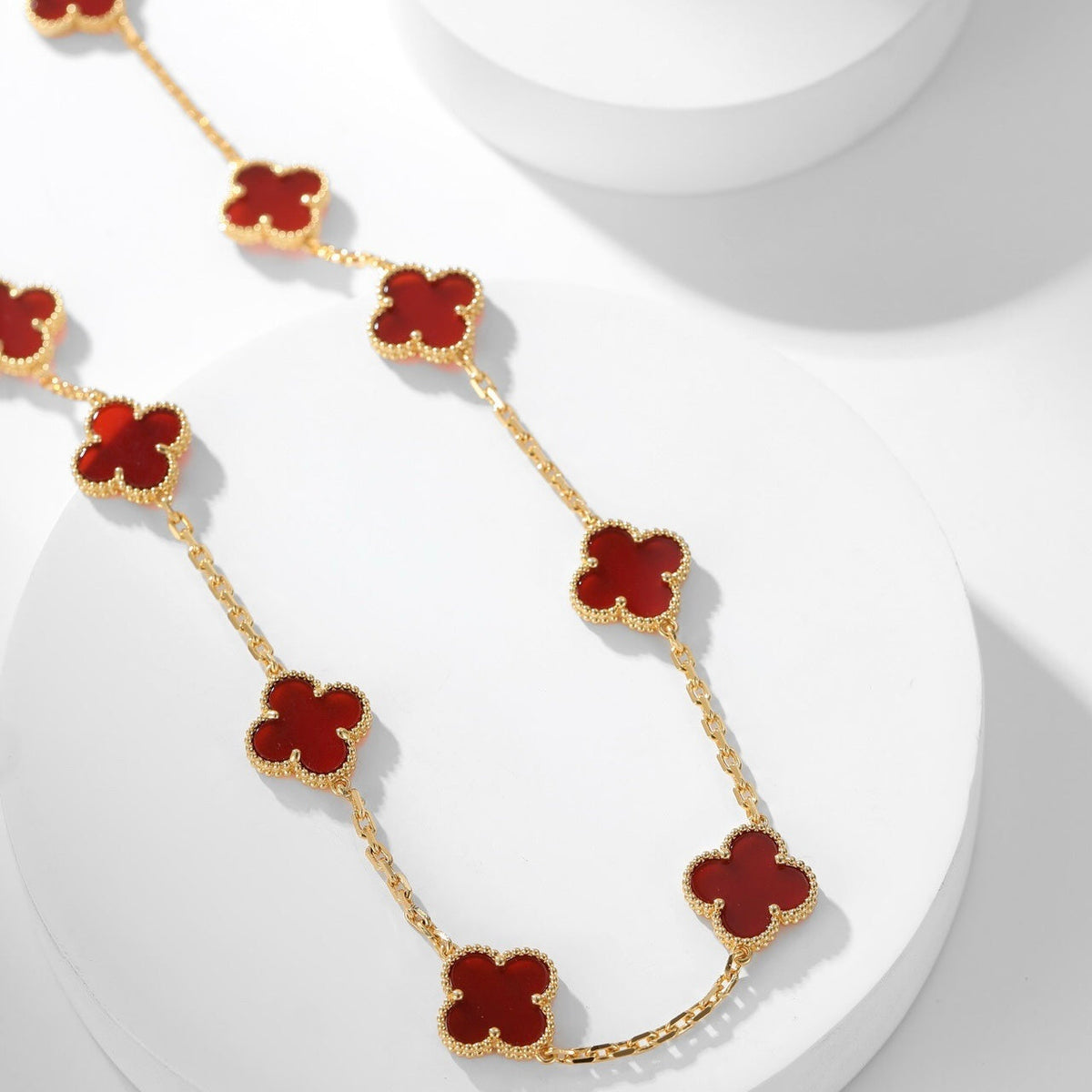 [Cadisa]CLOVER 10 MOTIFS CARNELIAN NECKLACE