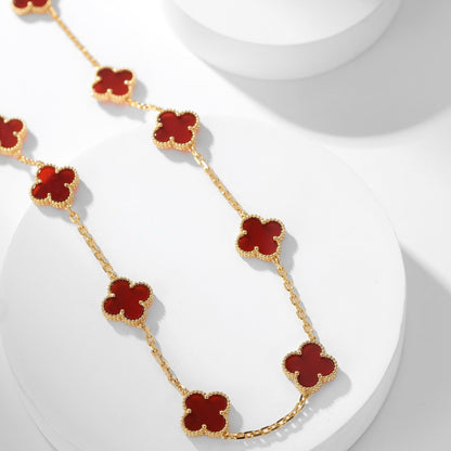 [Cadisa]CLOVER 10 MOTIFS CARNELIAN NECKLACE