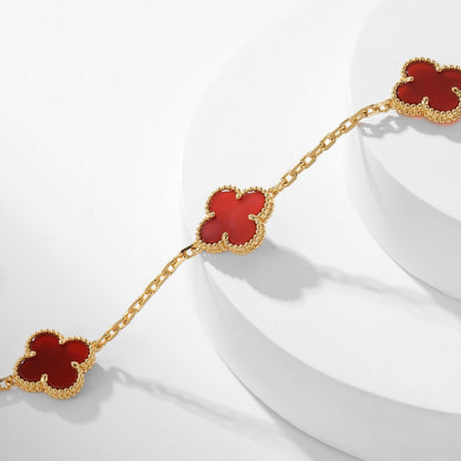 [Cadisa]CLOVER 10 MOTIFS CARNELIAN NECKLACE